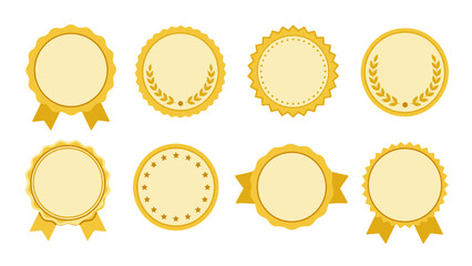 Plakat Set of gold award badges and certificate seal labels