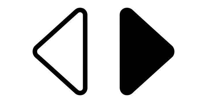 Left and right directional arrow icons set with direction navigation interface