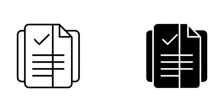 Document file checklist icons with validation symbol checklist document