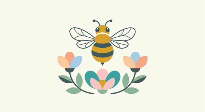 Minimal Bumble Bee Floral Design