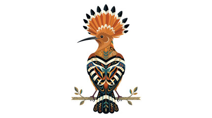 Exotic Hoopoe Bird with Ornate Plumage Sitting on Branch © Atok