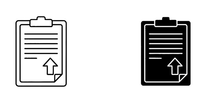 Document clipboard upload task vector icons with clipboard document business