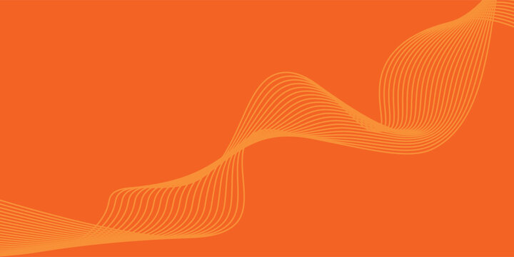 Abstract orange background with flowing wave lines. Glowing wavy lines. Shiny colorful moving lines design element. Modern dynamic wave pattern. Suit for website, poster, brochure, banner, flyer