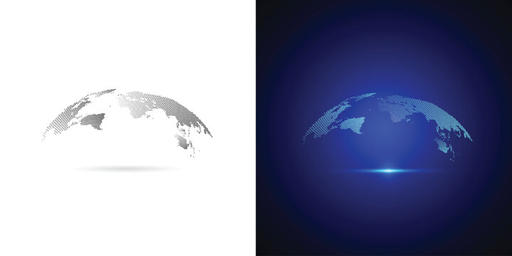 Futuristic blue neon glowing particle world map sphere digital communication cyber big data earth globe element design