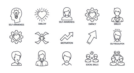 Fototapeta premium Emotional Intelligence Icon Set