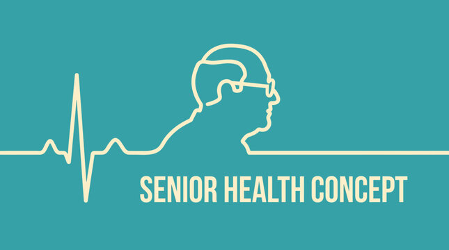 Heart Monitor Line Shaped as Senior Silhouette Health Concept