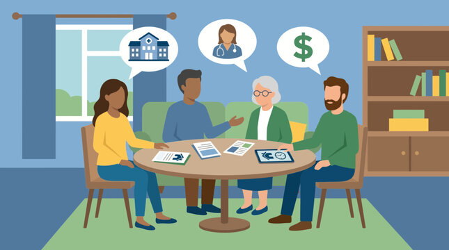 Concerned Family Members Discussing Senior Care Options