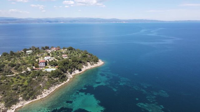 Amazing view of Sithonia coastline near Lagonisi Beach, Chalkidiki, Central Macedonia, Greece