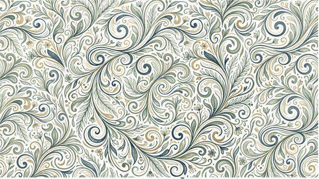 Vintage floral damask pattern, elegant baroque swirls and botanical leaves vector, classic victorian wallpaper background for luxury textile design