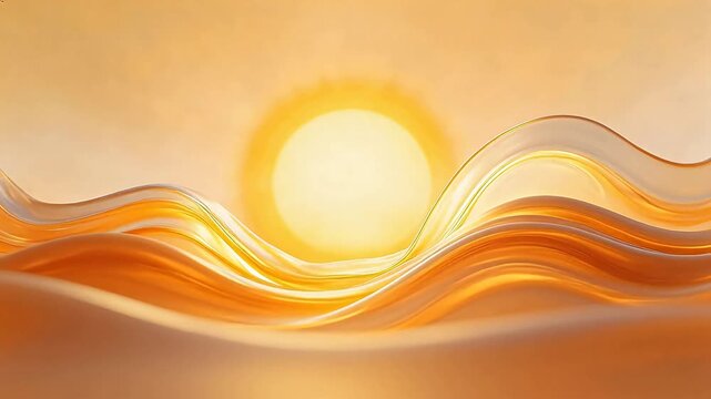 Abstract golden waves with sun
