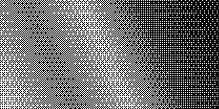 Pixelated Bitmap Dither Effect with Black and White Noise Texture in Classic Console Game Style Vector.