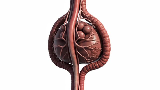 Detailed 3D CGI Octane Render of Human Male Reproductive System Anatomy