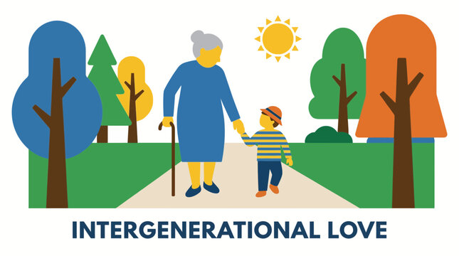 Child and Grandparent Holding Hands Intergenerational Love
