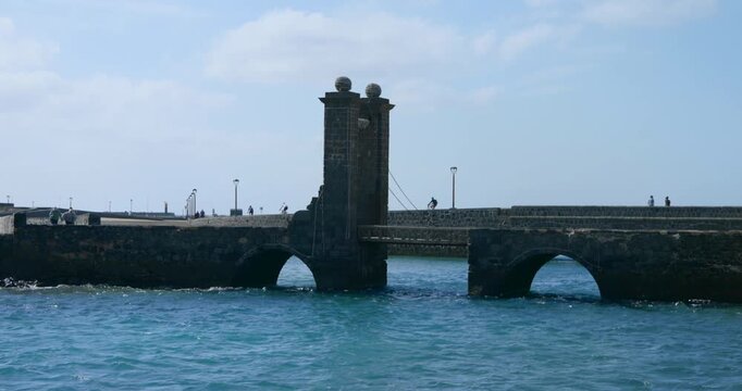Puente de las Bolas, entrance to Castillo de San Gabriel fortress in Arrecife, Lanzarote, Spain