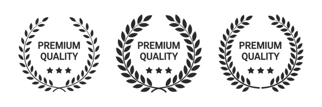 Premium Quality Badges showcasing authentic product emblems, luxury branding graphics, grunge style certification stamps, organic labels, natural origin vectors