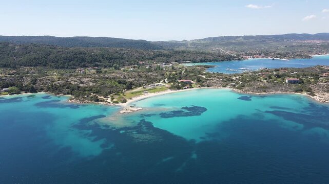 Amazing view of Sithonia coastline near Lagonisi Beach, Chalkidiki, Central Macedonia, Greece