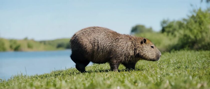 Ethereal close-up portrait of a capybara