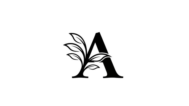 Elegant Letter A with a Growing Plant Design Symbolizing Nature and Growth
