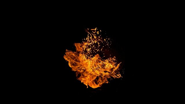 Fire Explosion With Sparks Isolated on Black Background