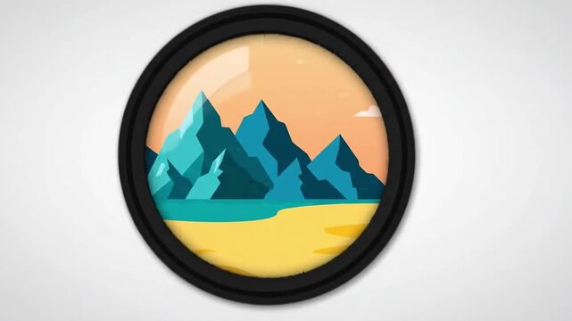 Camera aperture icon with cursor pointer