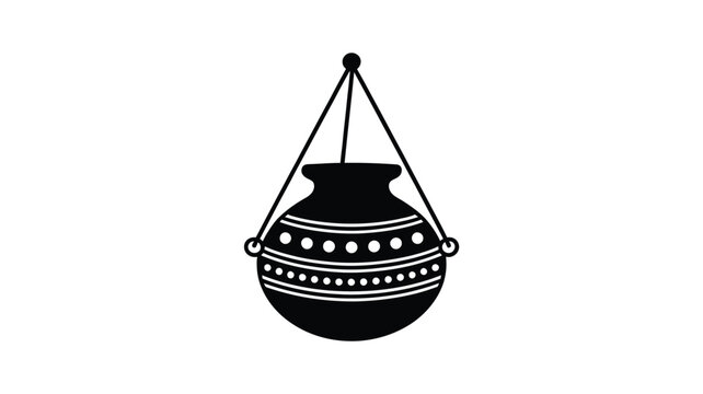 Hanging dahi handi pot vector. krishna janmashtami celebration symbol.
