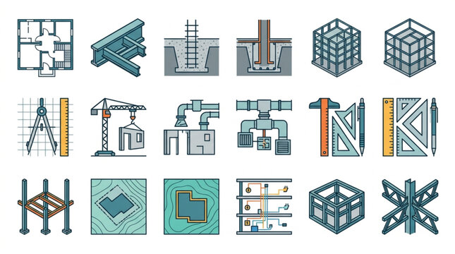 Architectural Building Plans and Structural Diagrams Collection.