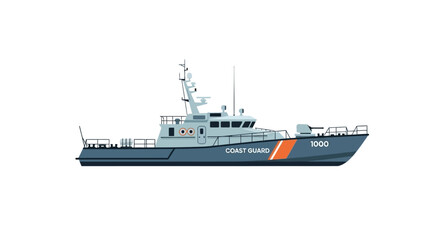 Naklejka premium Illustration of a coast guard patrol boat with number 1000