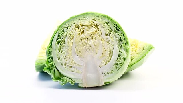 organic sliced cabbage with crisp green leaves