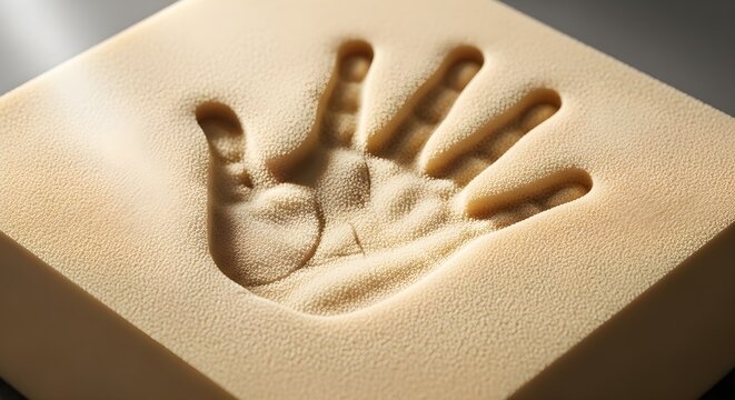 Memory foam handprint impression