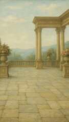 Naklejka premium Elegant terrace with classical columns.
