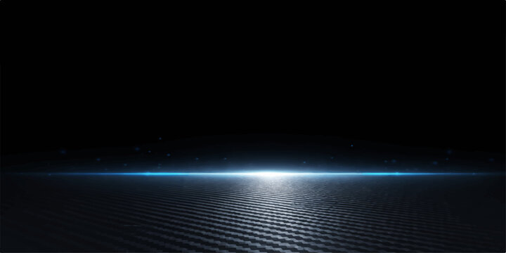 A bright blue abstract space background featuring a dark night sky texture filled with glowing stars, motion rays, and digital light beam flares in a dynamic loop animation design