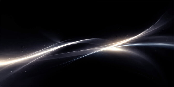 An abstract blue background with space features a dark night design where a glowing wave and digital beam of light create a motion loop animation backdrop