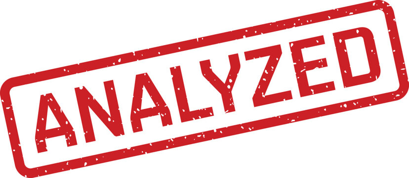 A distinct red grunge rubber stamp powerfully features the word ANALYZED indicating thorough examination occurred