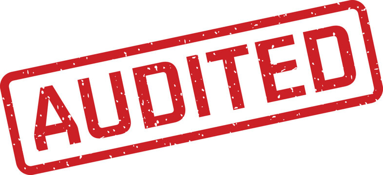 Audited rubber stamp graphic red ink seal for financial legal and compliance documents