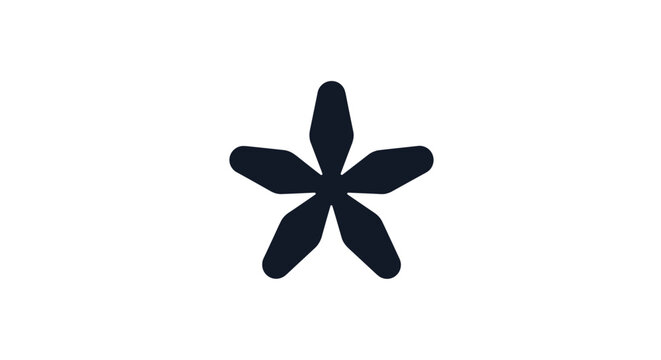 Simple black five pointed star icon design isolated on a white background representing a classic symbol for rating or favorites.