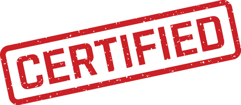 Certified rubber stamp graphic red ink seal for documents approvals and official verification