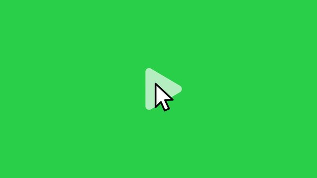 mouse Play and pause button click. Mouse Click Cursor on Green Screen 4k. 