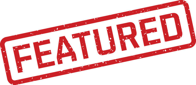 Red rubber stamp with featured text for highlighting prominent content