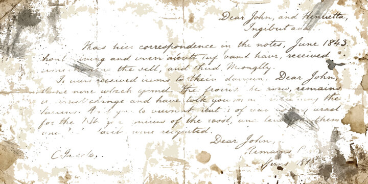 Old vintage handwritten letter on aged paper from the nineteenth century