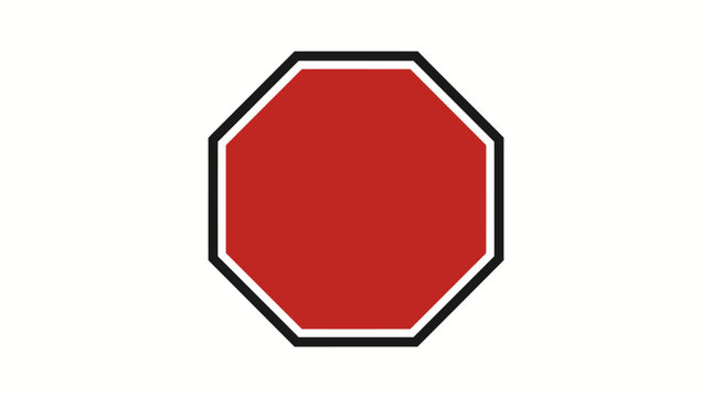 Blank red octagon stop sign icon template.