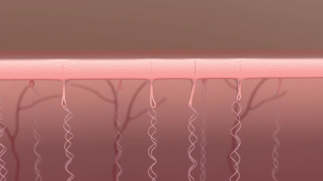Laser hair removal in three forms. Inhibit skin hair growth, clean pores, decompose hair by skin cross section, beauty equipment, skin beauty solution, 3D animation.
