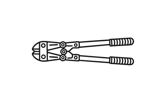 Black vector icon of bolt cutters with long handles, hinged jaws and textured grips, isolated on transparent background for construction, repair and hardware design.