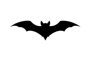 Fototapeta premium Black bat silhouette vector illustration with spread wings, spooky Halloween and gothic night creature design isolated on transparent background