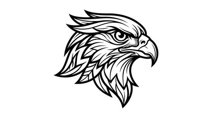 Fototapeta premium Stylized Eagle Head Emblem - Fierce Bird of Prey Profile Illustration