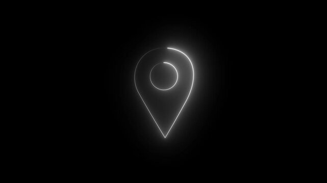 Glowing white neon map location pin marker symbol gps navigation pointer travel technology gps navigation pointer travel technology