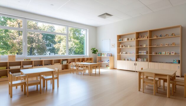 Bright and Spacious Montessori Classroom with Natural Light.