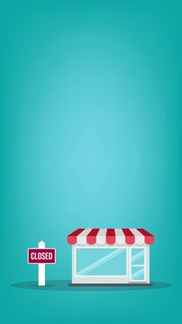 Closed business concept, small business closed, 4K video animation
