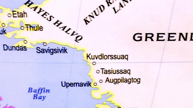 Detailed Map of Greenland with Arctic Geography, Political Borders, Regions, Coastline, Ice Sheet and Cartography Design Overview