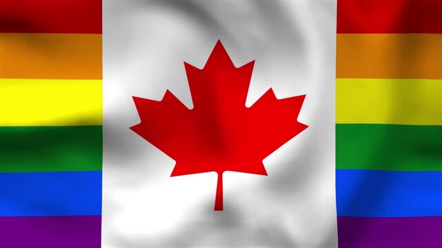 Canada Maple Leaf LGBTQ Pride Rainbow Flag