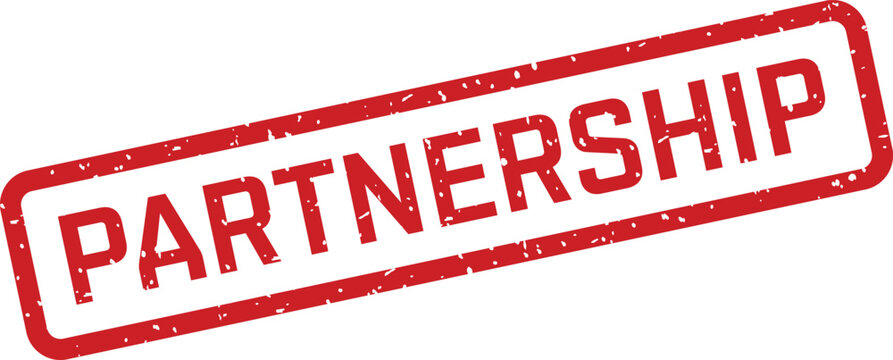 Partnership rubber stamp illustration red ink on white background for business agreements legal documents